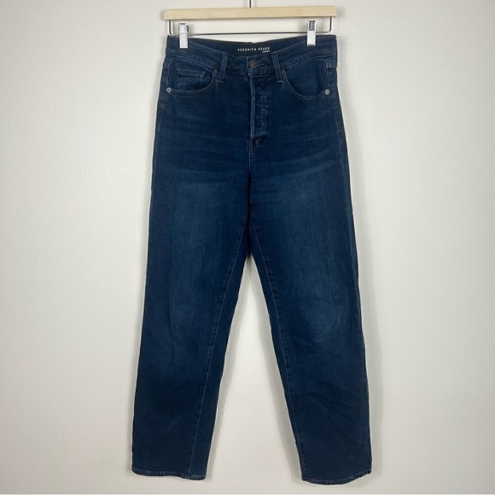 Veronica Beard Blue Straight Leg Jeans Button-Fly 26